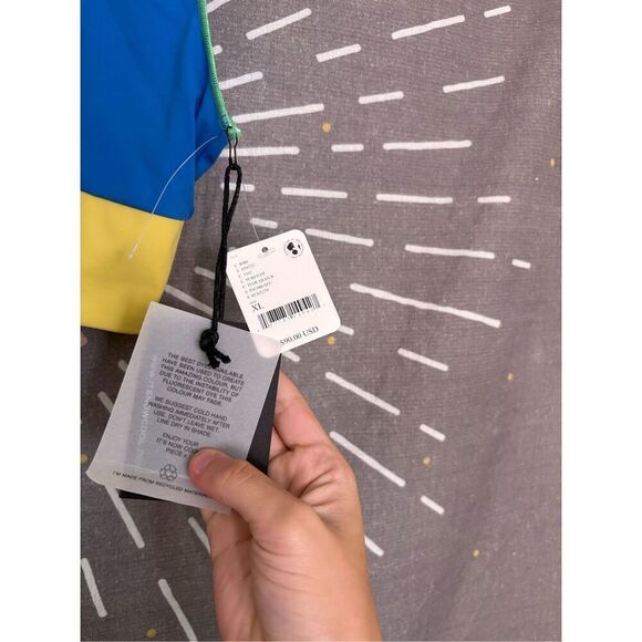 NWT Free People It’s Cool Now Blue and Yellow Bikini Top - Picture 5 of 8